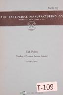 Taft Peirce-Taft Peirce No. 1 Surface Grinder, Set-up & Adjustment Instructions Manual 1954-1-No. 1-04